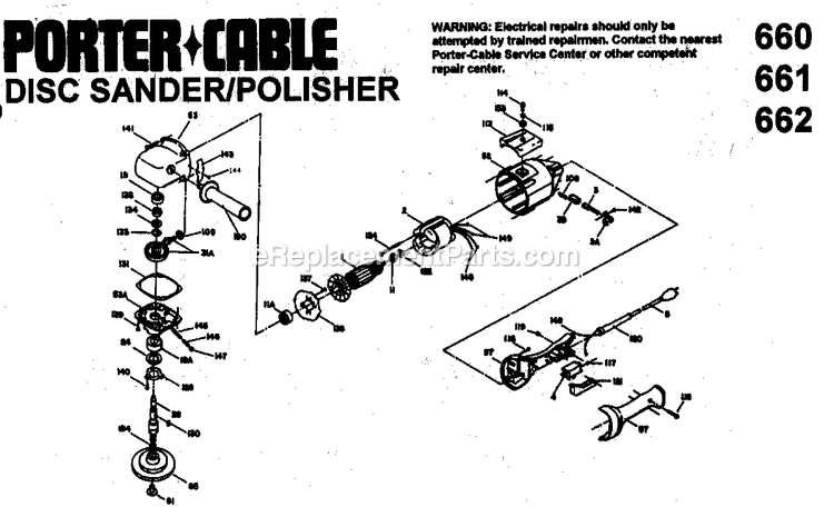 Porter Cable 660 (Type 1) Sander Grinder Power Tool Page A Diagram